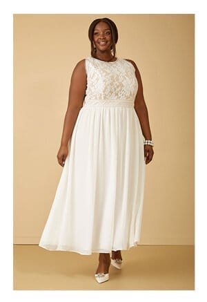 Lace Paneled Chiffon Maxi Dress