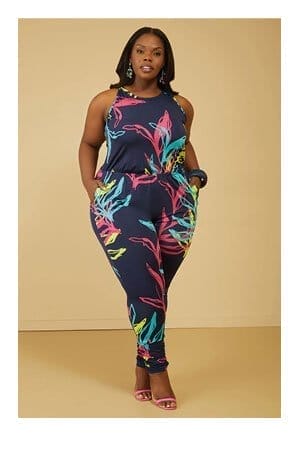 Printed Ruched Joggers Jumpsuit