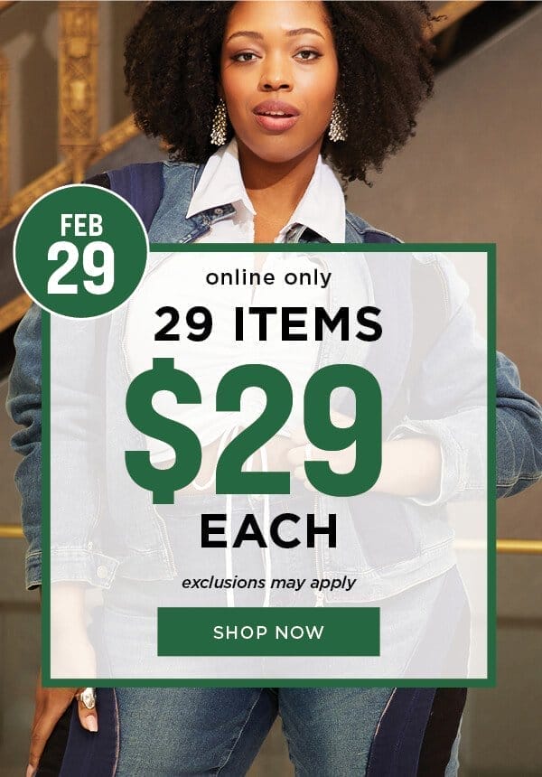Online Only. 29 Items for \\$29