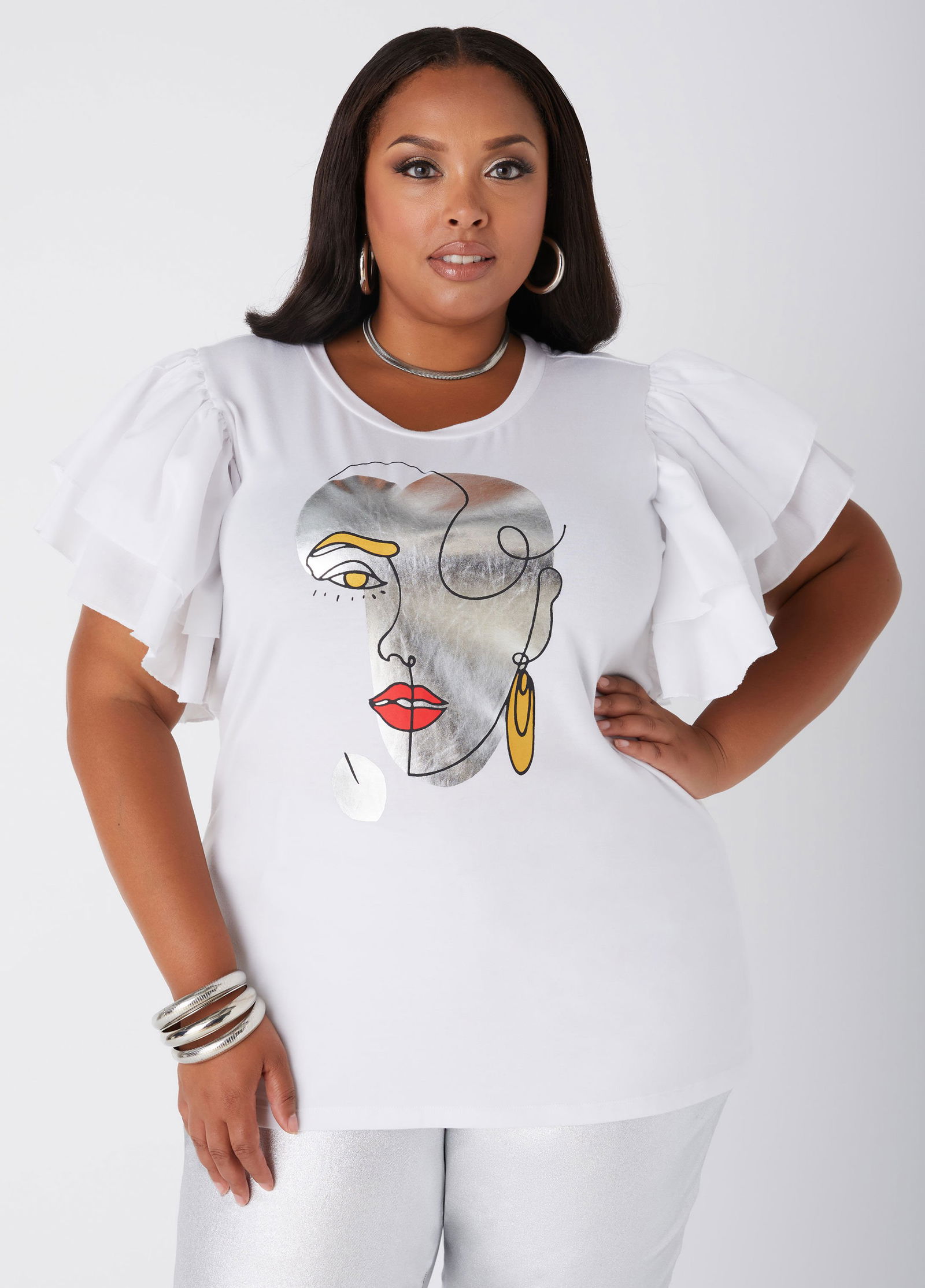 Abstract Portrait Ruffled Tee