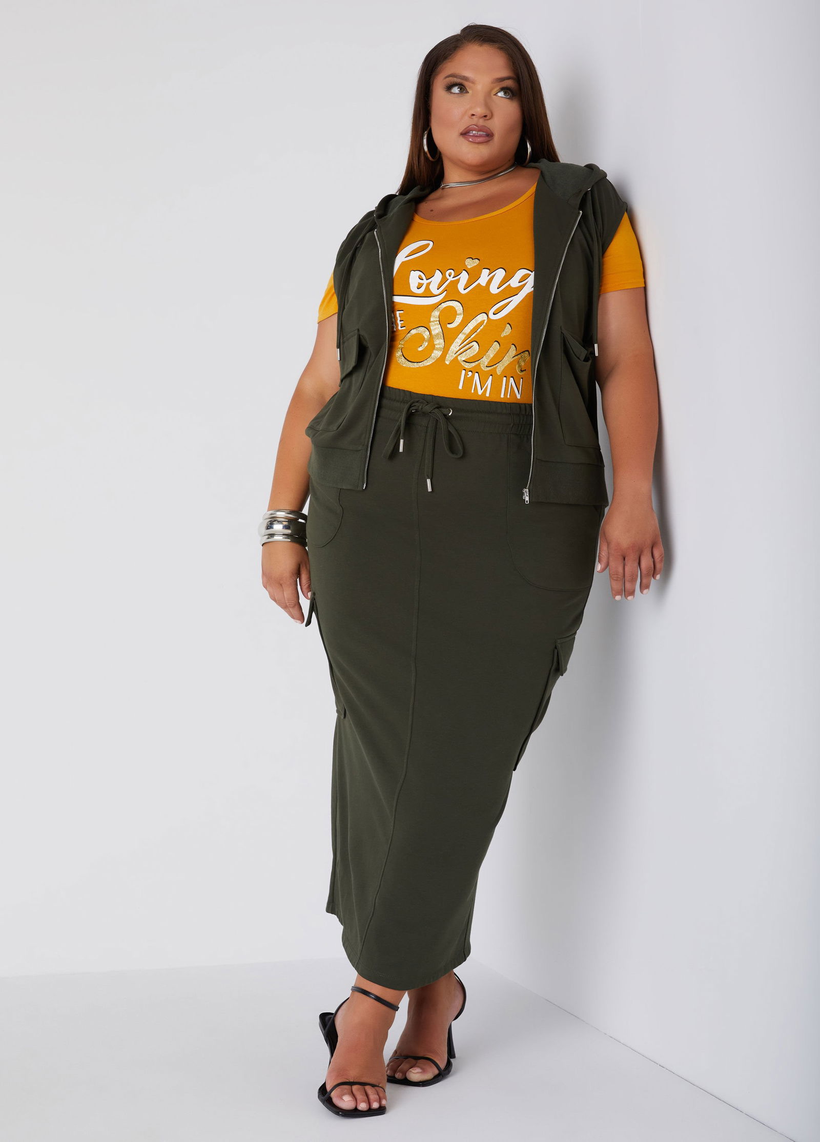 French Terry Maxi Cargo Skirt