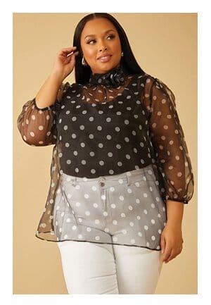 Rosette Polka Dot Blouse