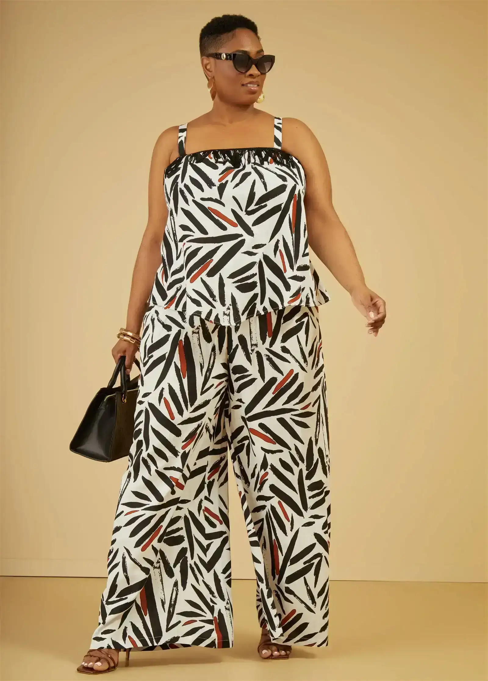 High Waist Printed Wide Leg Pants