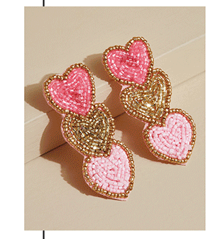 Beaded Heart Drop Earrings