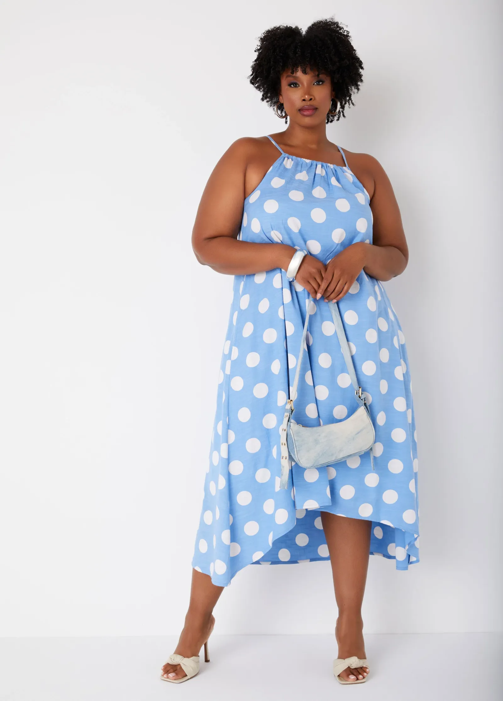 Polka Dot Hi Low Midi Dress