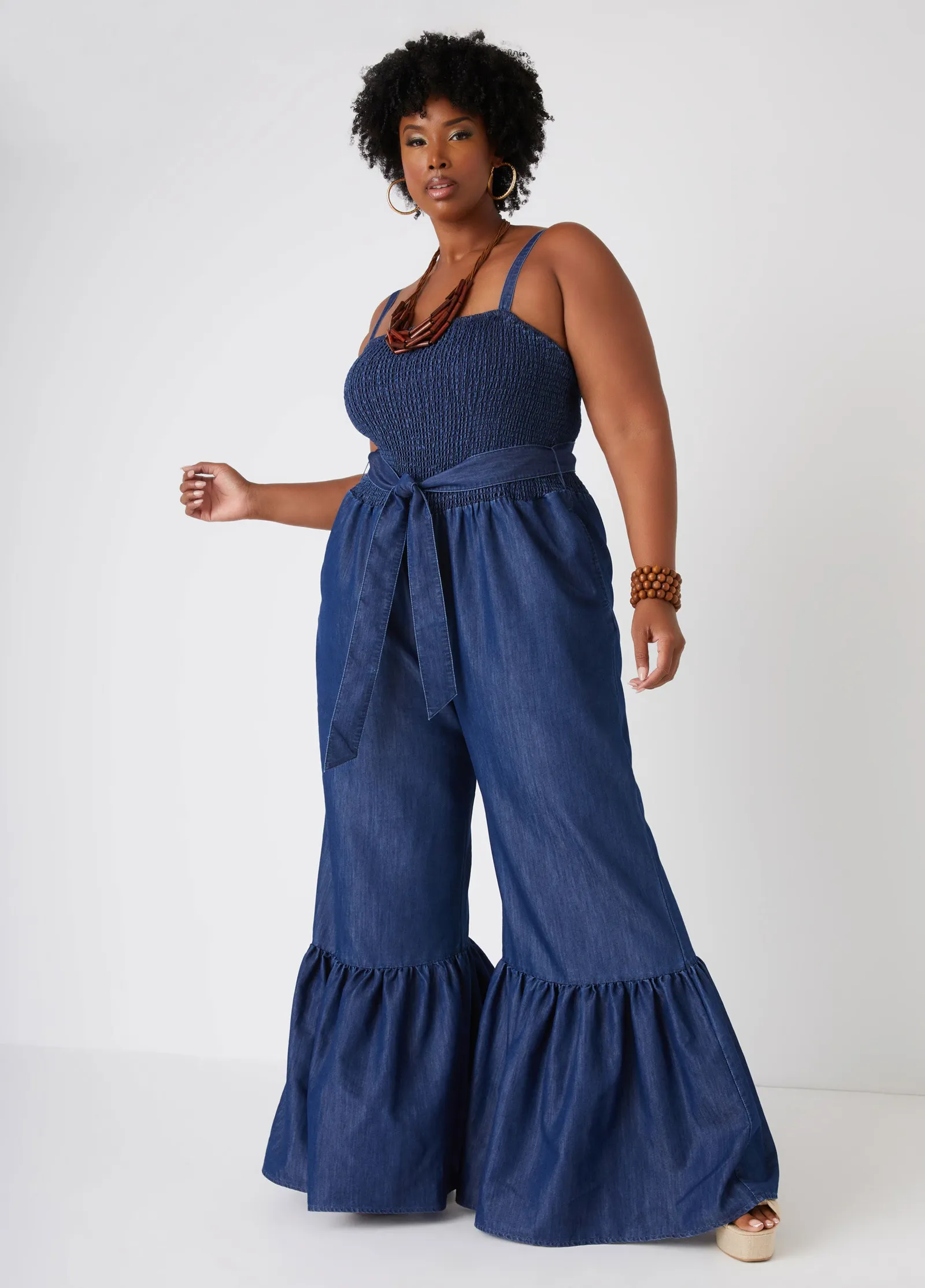 Bell Bottom Chambray Jumpsuit