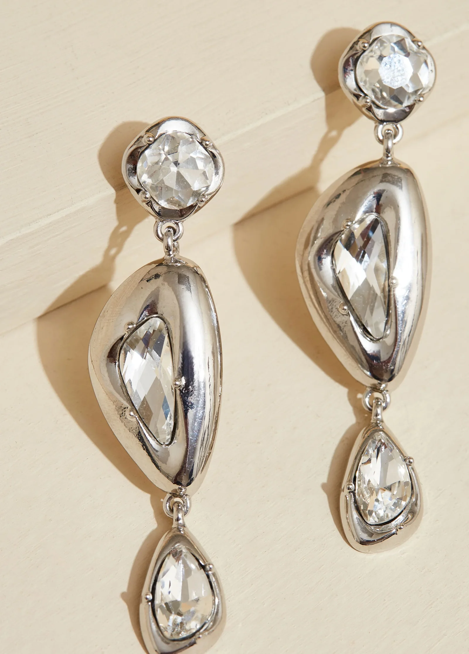 Crystal And Silver Tone Earrings