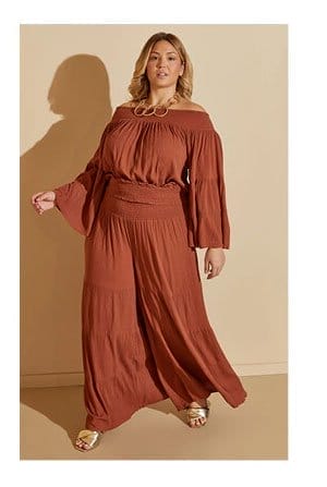 Bombay Brown High Waist Gauze Wide Leg Pants