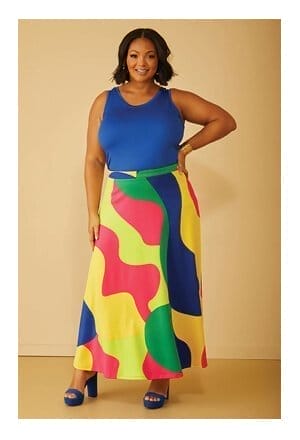 Swirl Print Maxi Skirt