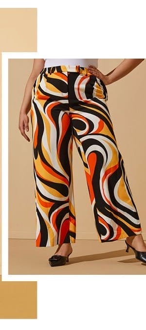 Swirl Print Straight Leg Trousers