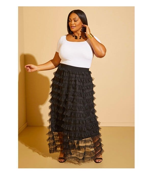 Tiered Tulle Maxi Skirt