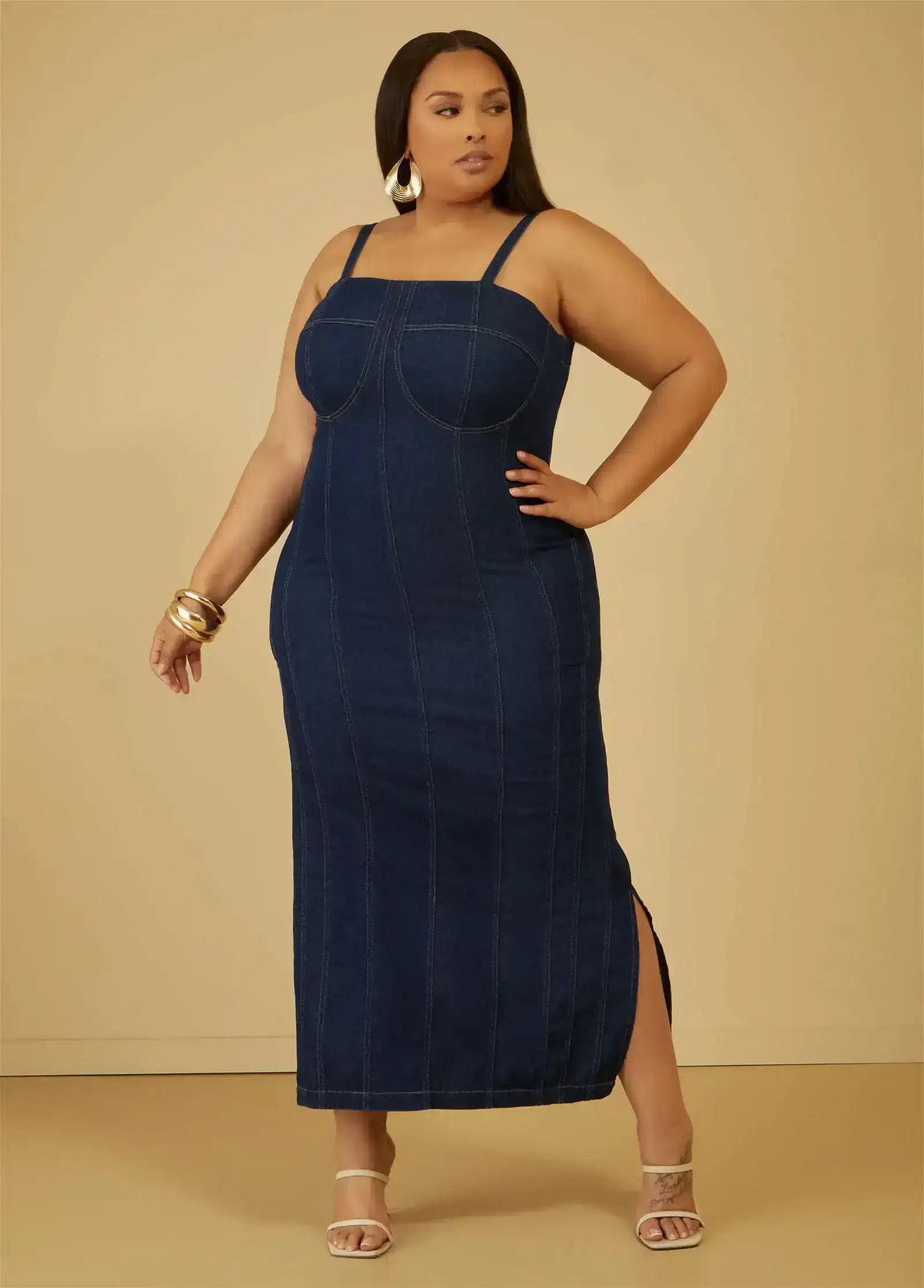 Denim Maxi Bodycon Dress