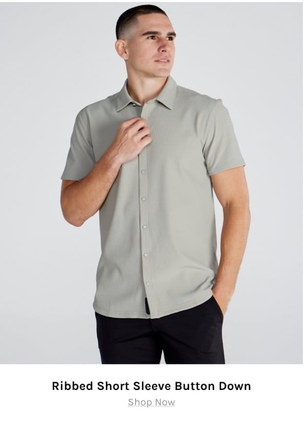 Ribbed Short Sleeve Button Down