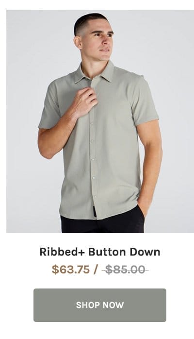 Ribbed+ Short Sleeve Button Down