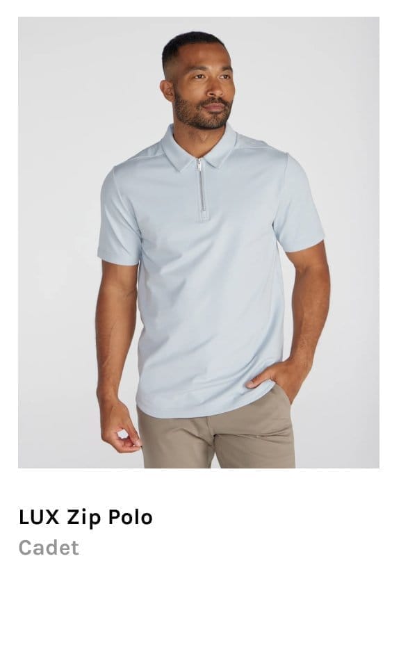 LUX Zip Polo - Cadet