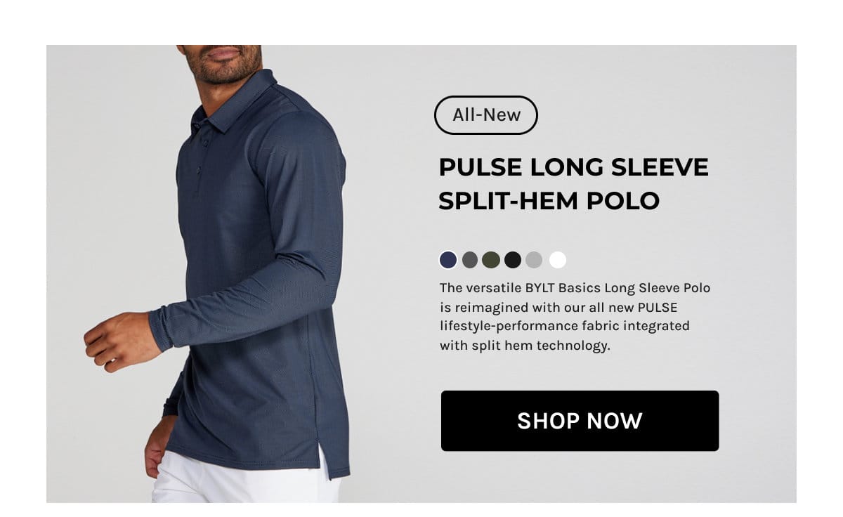 NEW Pulse Split Hem Long Sleeve Polo