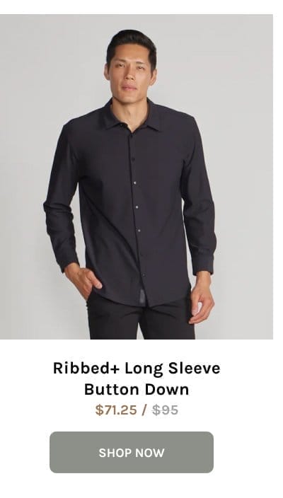 Ribbed+ Long Sleeve Button Down
