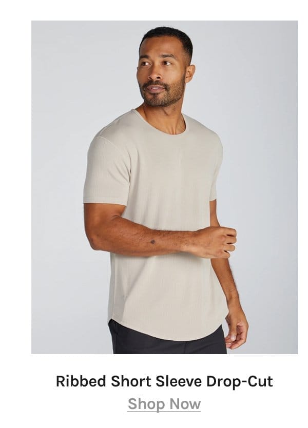 Ribbed Short Sleeve Drop-Cut