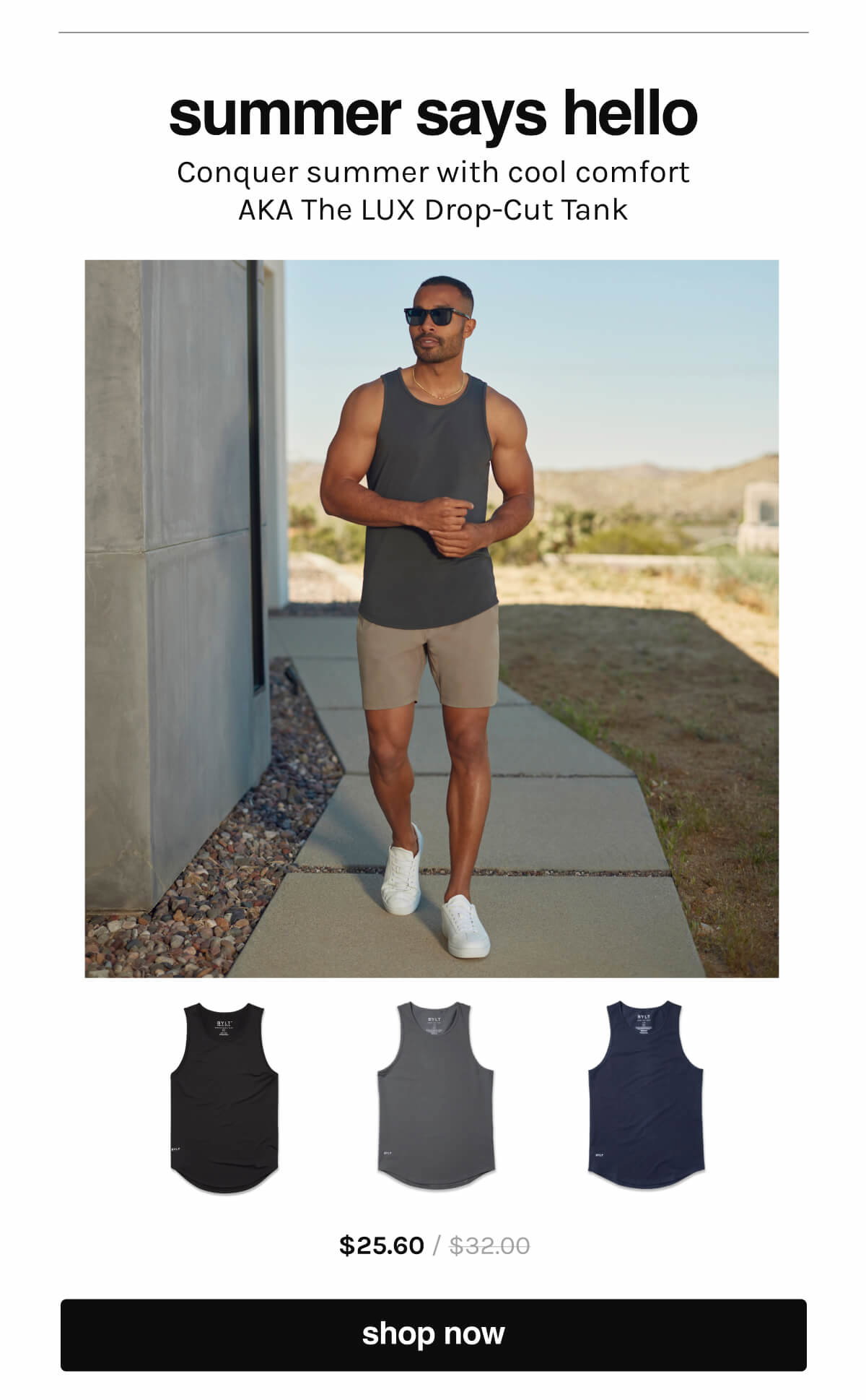 Summer says Hello- Conquer Summer with cool comfort AKA the LUX Drop-Cut Tank