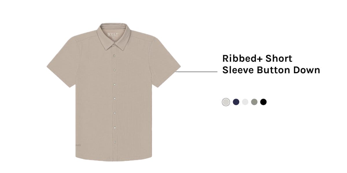 Ribbed+ Short Sleeve Button Down