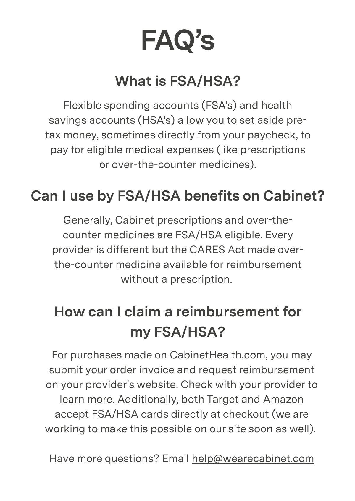 What is FSA/HSA? FAQs