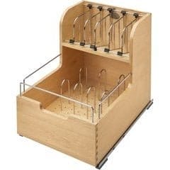 14-1/2 Inch Width Base Cabinet Pullout Food Storage Container Organizer with Soft Close Heavy Duty Slides, for 18 Inch Base Cabinet, Natural, Min. Cabinet Opening: 15" W x 21-3/4" D x 19" H