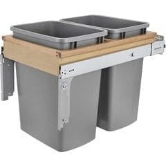 35 Quart Wood Top Mount Double Trash Pull-Out Soft Close Waste Container for 15 Inch Wide Opening, Natural