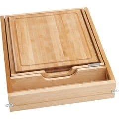 18 Inch Soft Close Knife and Cutting Board Drawer Kit, Natural Wood