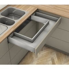 Brand New! 22 Inch Length M Height Wraparound Sink Drawer MERIVOBOX INSERTA Soft-Close Metal Drawer System Kit, 170 lbs Load Capacity, Indium Gray Matte