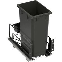 Brand New! 50 Quart VS ENVI BMT Saphir Pre-Assembled Single Pull-Out Soft-Closing Waste Container For 15 Inch Opening W, Carbon Steel Gray
