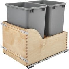 35 Quart Double Trash Pull-Out Waste Container with Blum's Tandem Heavy Duty Slides, and Blumotion Soft-Close, Min. Cabinet Opening: 15" or 18" Wide, Natural