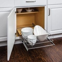17-3/8 Inch Width Pullout Basket for 18 Inch Cabinet Opening, Polished Chrome, Min. Cabinet Opening: 18 Inch Width