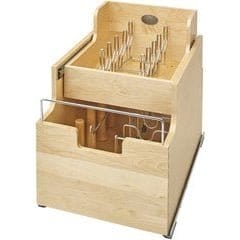 14-1/2 Inch Width Two-Tier Wood Cookware Organizer, Minimum Cabinet Opening Width: 14-1/2 Inch, Natural