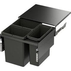 Brand New! 31 Quart ENVI Space XX Top Mount Under Drawer Double Pull-Out Soft-Closing Waste Container For 24 Inch Opening W, Frameless, Carbon Steel Gray