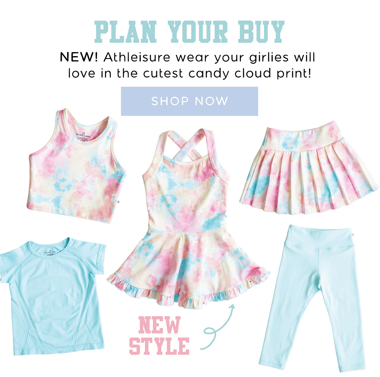 Plan your buy! NEW! Athleisure wear your girlies will love int he cutest candy cloud print! | SHOP NOW