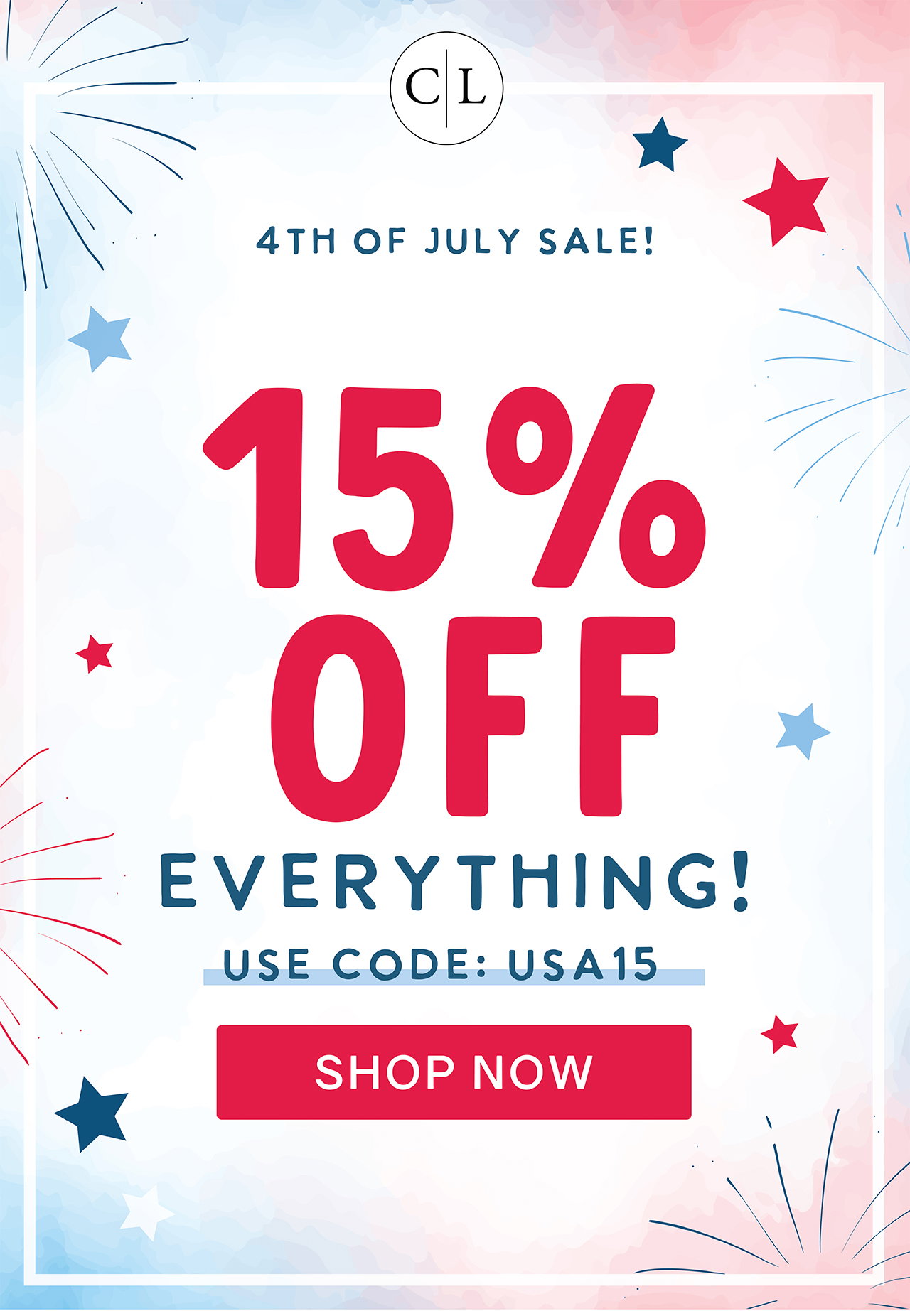 4th of July Sale! 15% OFF EVERYTHING! | USE CODE: USA15 | SHOP NOW