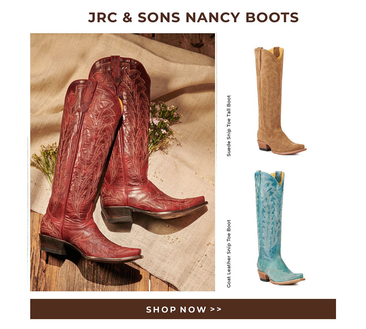 JRC & Sons Nancy Boots | Suede Snip Toe Boot - Goat Leather Snip Toe Boot | Shop NOw