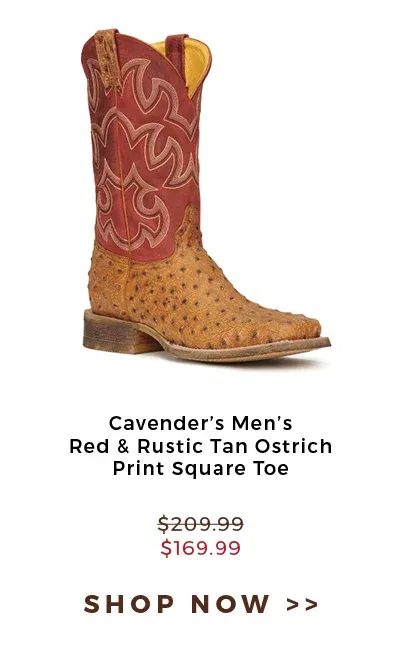 Cavender's Men's Red & Rustic Tan Ostrich Print Square Toe | \\$169.99 | Shop now >>