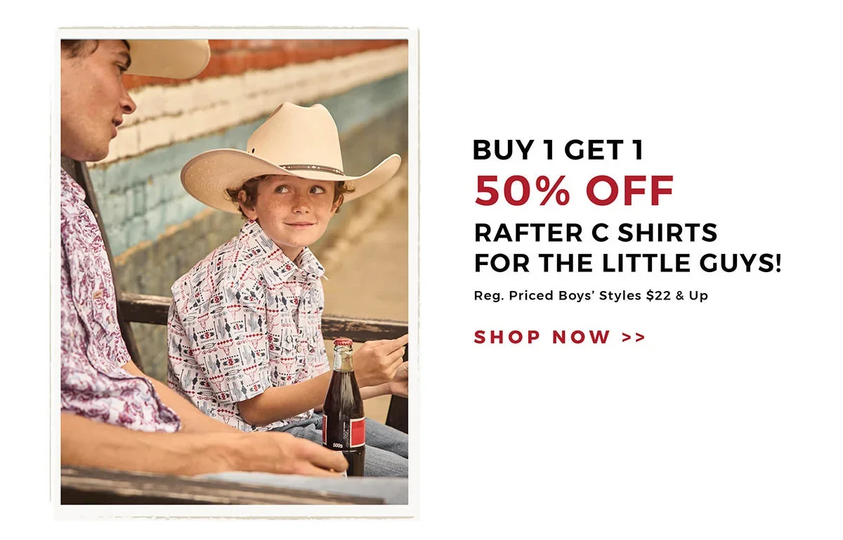 Buy 1 Get 1 50% Off Rafter C Shirts for the Little Guys! | Reg. Priced Boys' Styles \\$22 & Up | Shop Now