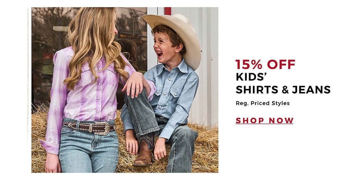 15% Off Kids' Shirts & Jeans | Reg. Priced Styles | Shop Now