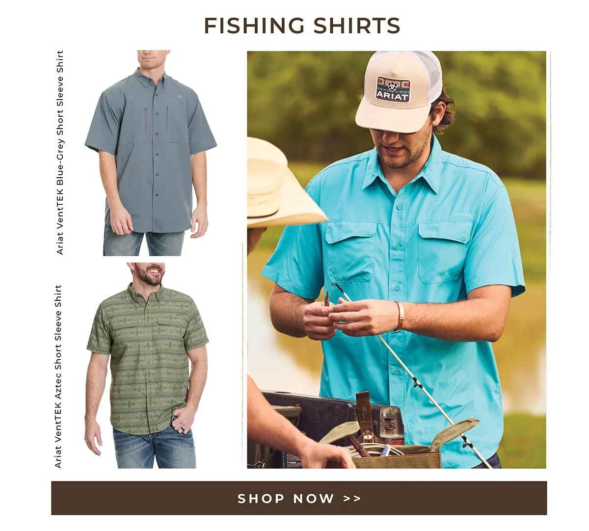 Fishing Shirts | Ariat VentTEK Blue-Grey Short Sleeve Shirt - Ariat VentTEK Aztec Short Sleeve Shirt | Shop Now