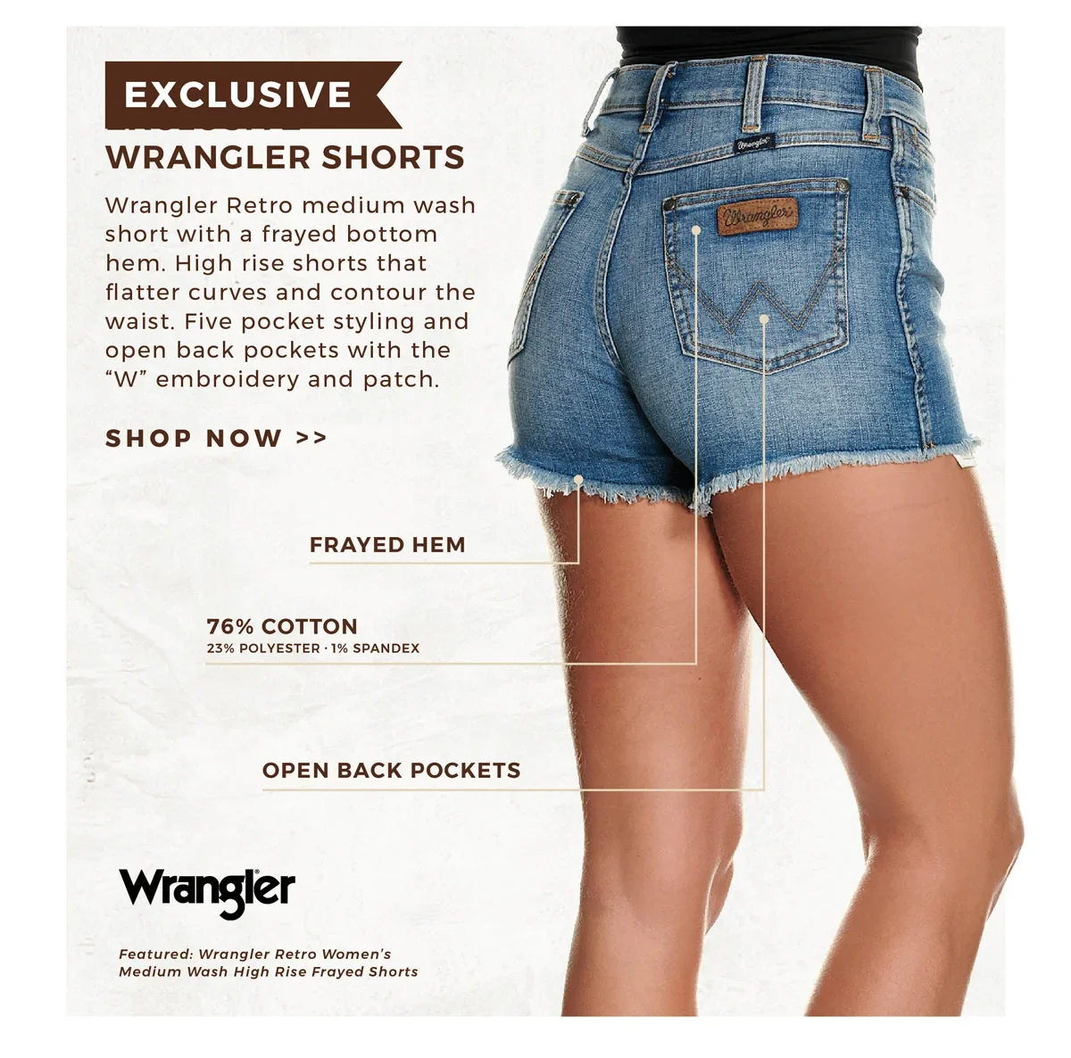 Exclusive Wrangler Retro Denim Shorts| Shop Now