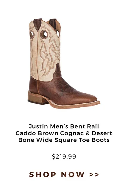 Justin Men's Bent Rail Caddo Brown Cognac & Desert Bone Wide Square Toe Boots | \\$219.99 | Shop Now