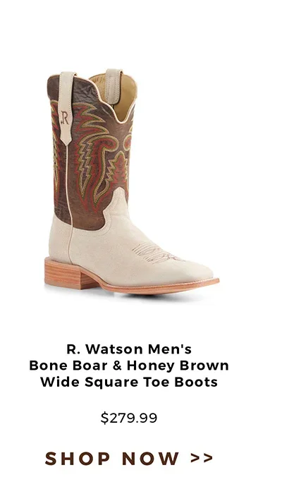 R. Watson Men's Bone Boar and Honey Brown Wide Square Toe Boots - \\$279.99 | Shop Now