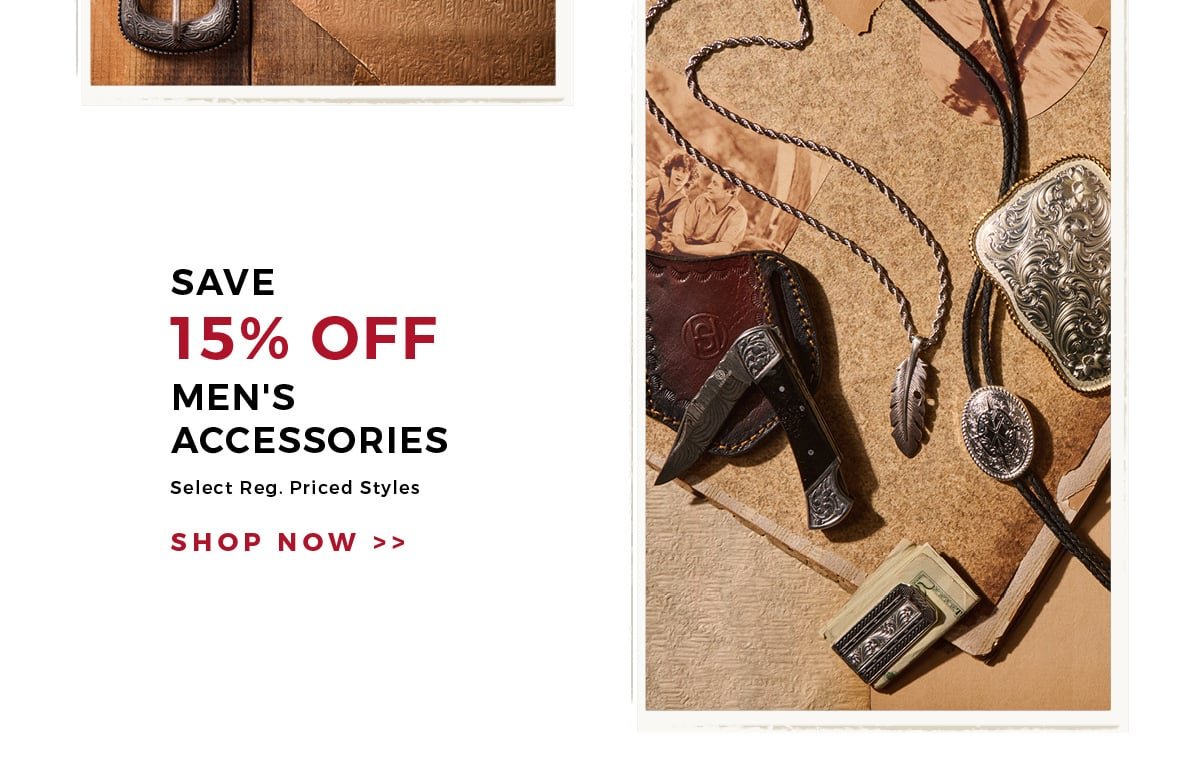 Save 15% Off Men's Accessories | Select Reg. Priced Styles | Shop Now