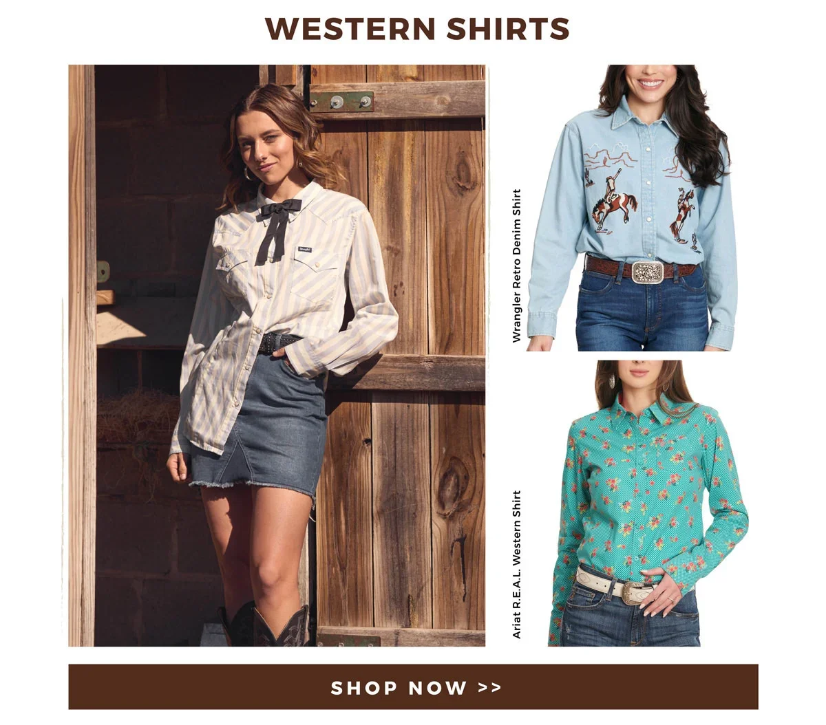 Western Shirts | Wrangler Retro Denim Shirt - Ariat R.E.A.L Western Shirt | Shop Now