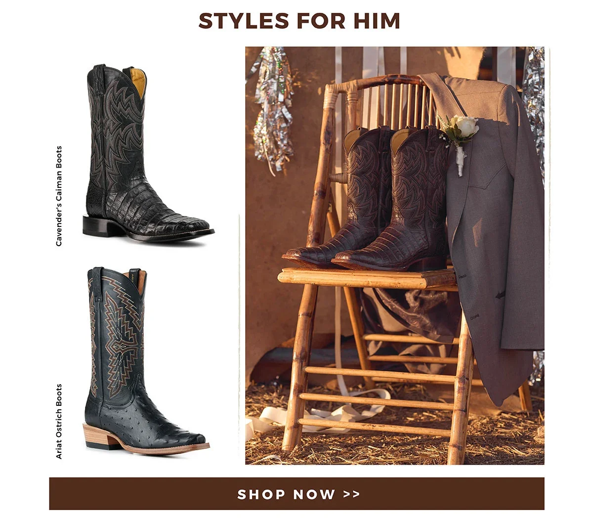 Styles for Him | Cavender's Caiman Boots - Ariat Ostrich Boots | Shop Now