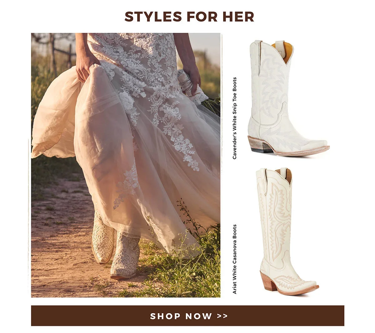 Styles for Her | Cavender's White Snip Toe Boots - Ariat White Casanova Boots | Shop Now