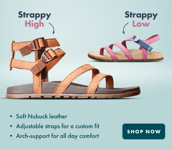 Strappy High Strappy Low - Soft nubuck leather - adjustable straps for a custom fit - arch support for all day comfort - shop now