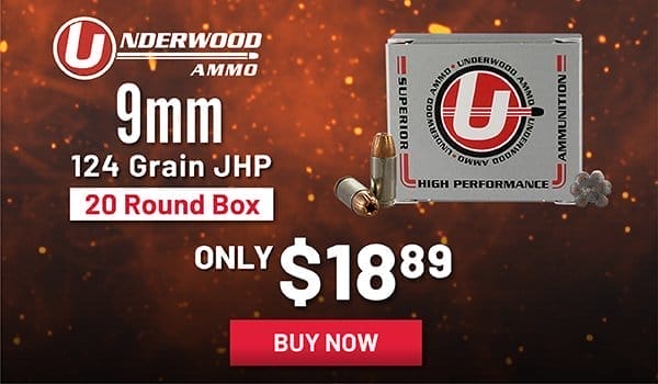 Underwood Ammo 9mm JHP 20 Rounds